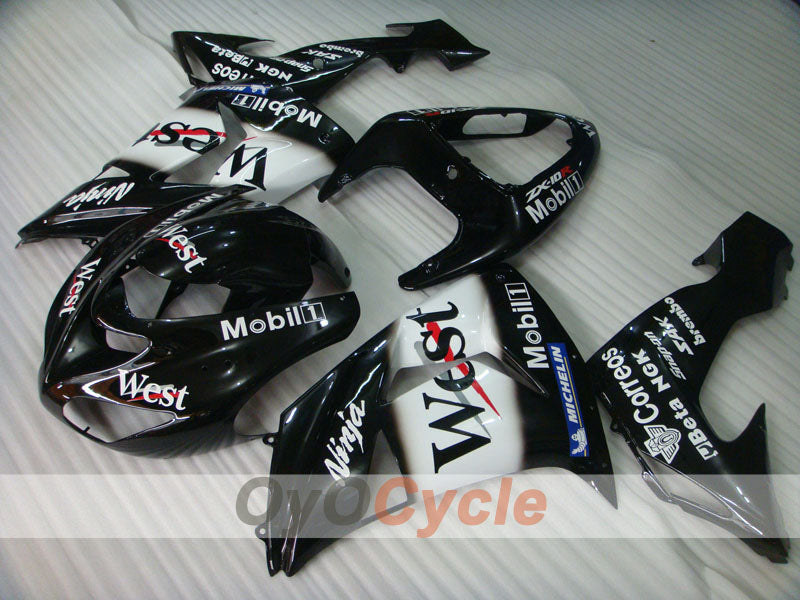 Injection Fairing kit for 06-07 NINJA ZX-10R - White, Black - West #OYO87901634