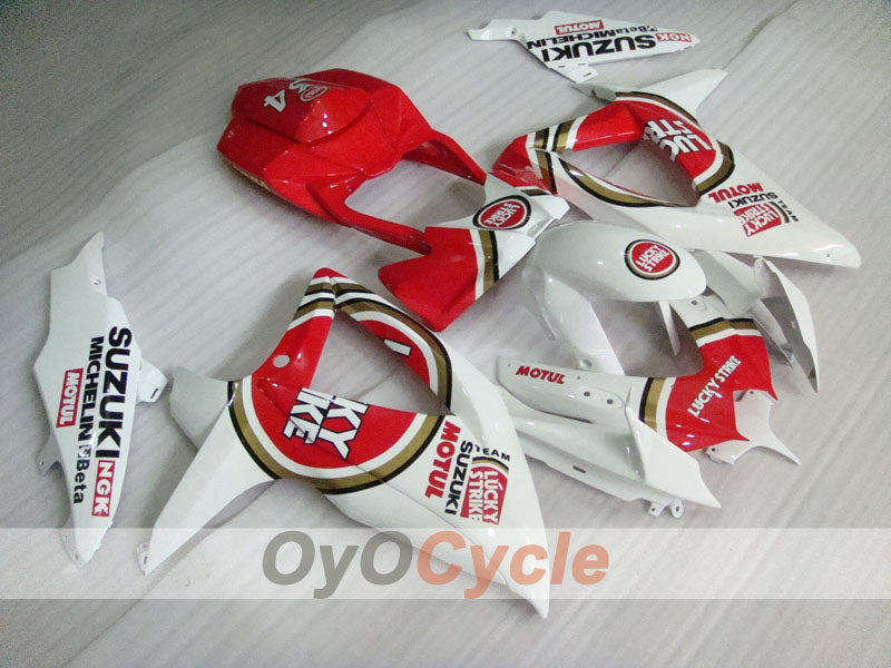 Injection Fairing kit for 08-10 GSX R750 - Red, White - Lucky Strike #OYO87901454 Main image