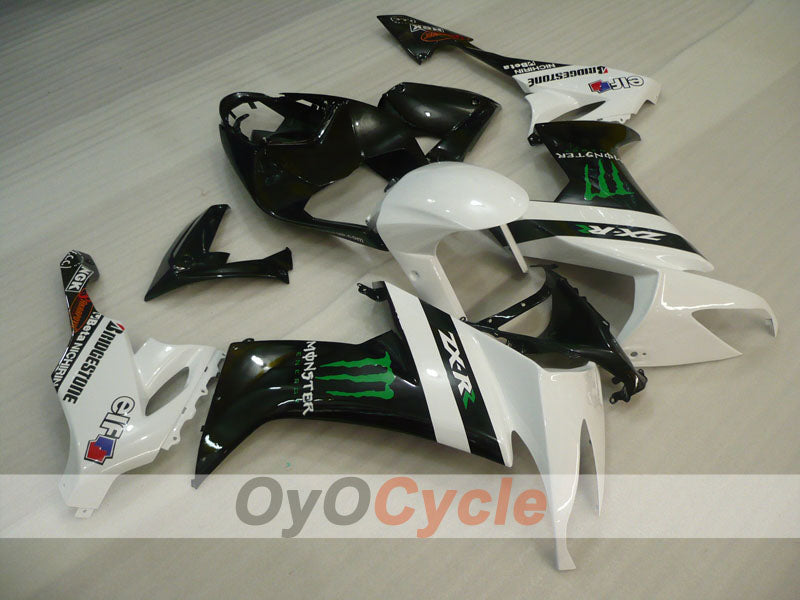 Injection Fairing kit for 08-10 NINJA ZX-10R - White, Black - Monster #OYO87901659 Main image