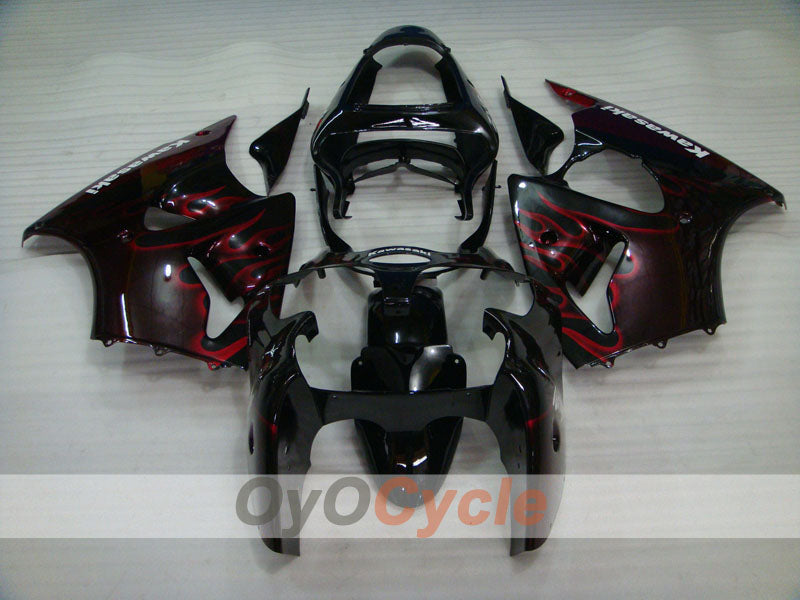 Injection Fairing kit for 00-02 NINJA ZX-6R - Red, Black - Flame #OYO87901711