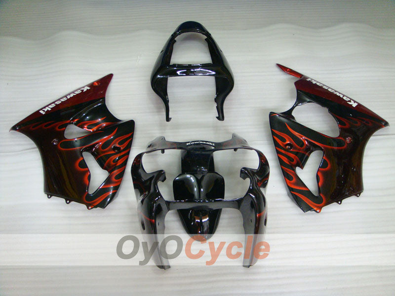 Injection Fairing kit for 00-02 NINJA ZX-6R - Orange, Black - Flame #OYO87901713
