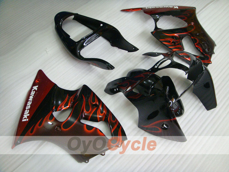 Injection Fairing kit for 00-02 NINJA ZX-6R - Orange, Black - Flame #OYO87901713