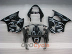 Injection Fairing kit for 00-02 NINJA ZX-6R - White, Black - Flame #OYO87901714