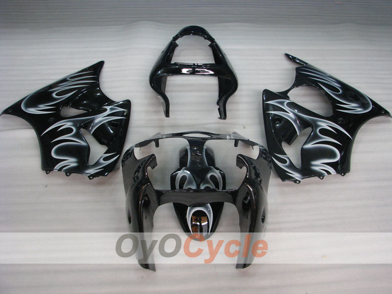 Injection Fairing kit for 00-02 NINJA ZX-6R - White, Black - Flame #OYO87901714