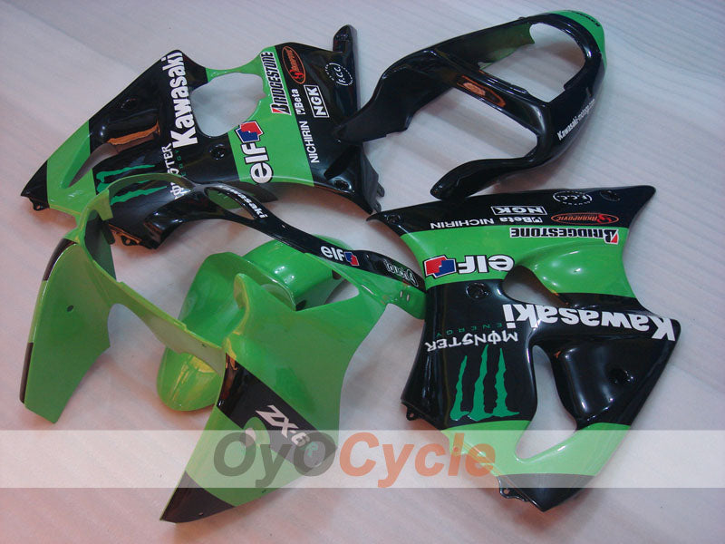 Injection Fairing kit for 00-02 NINJA ZX-6R - Green, Black - Monster #OYO87901719 Secondary image