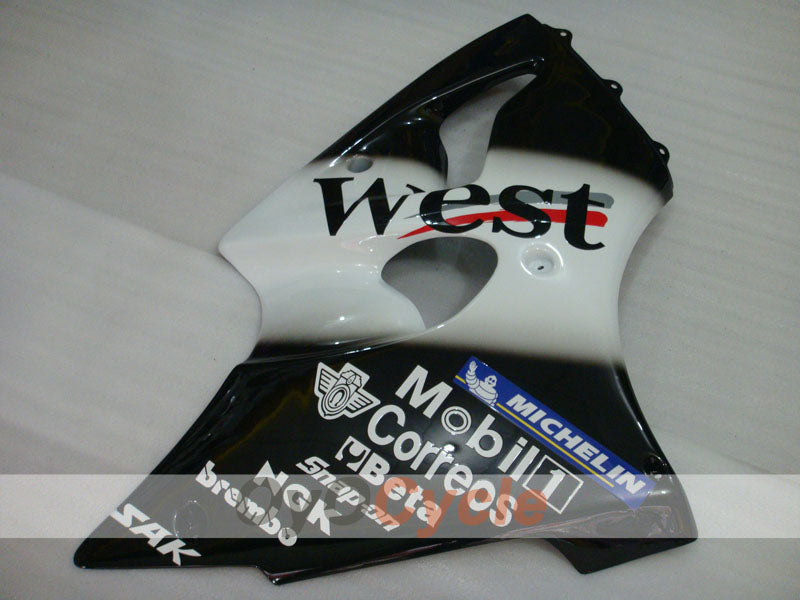 Injection Fairing kit for 00-02 NINJA ZX-6R - White, Black - West #OYO87901752