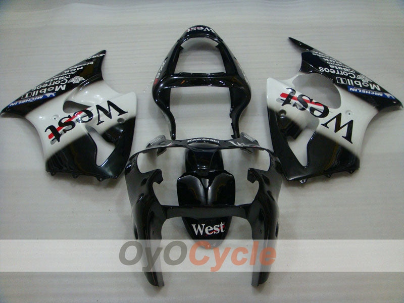 Injection Fairing kit for 00-02 NINJA ZX-6R - White, Black - West #OYO87901752