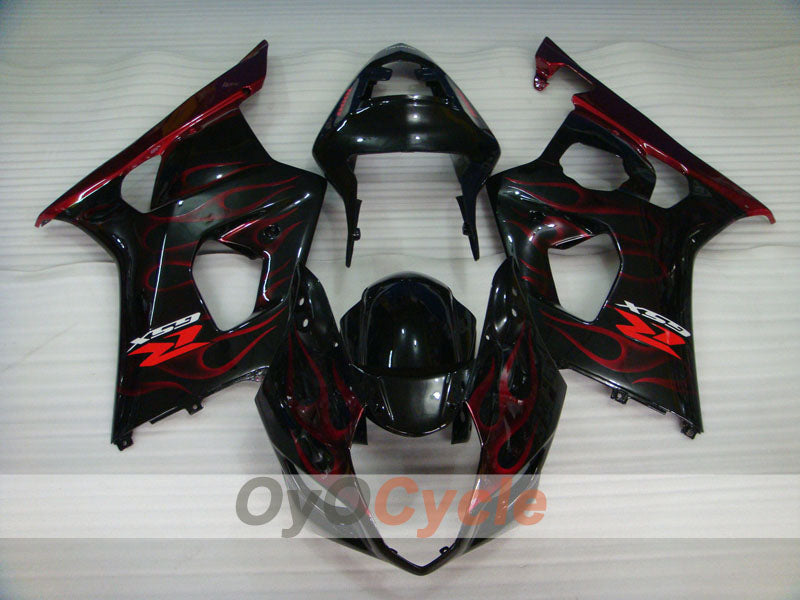 Injection Fairing kit for 03-04 GSX R1000 - Red, Black - Flame #OYO87901833