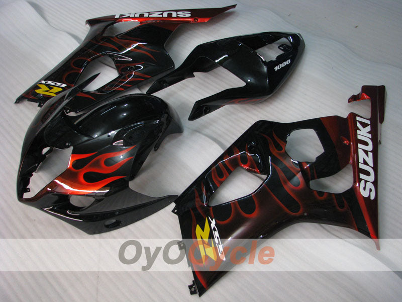Injection Fairing kit for 03-04 GSX R1000 - Red, Black - Flame #OYO87901834