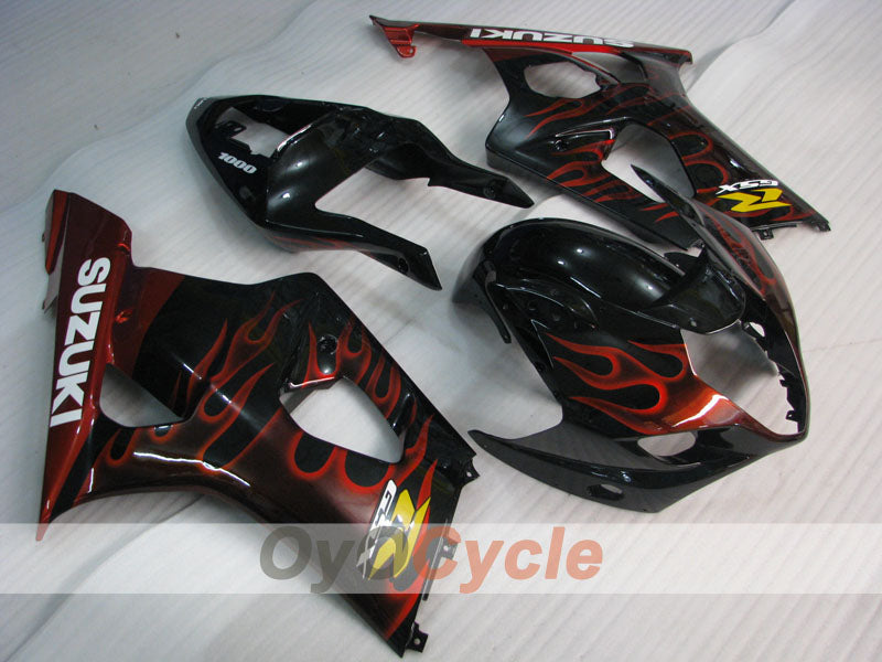Injection Fairing kit for 03-04 GSX R1000 - Red, Black - Flame #OYO87901834