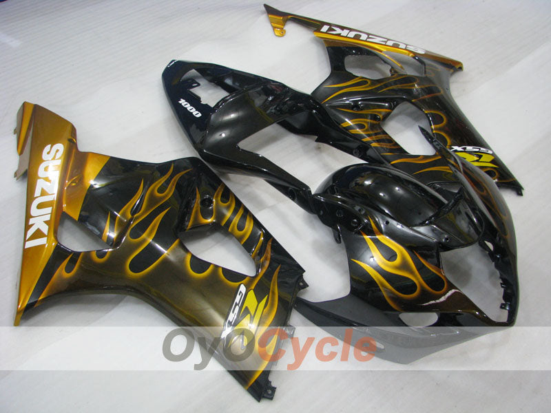 Injection Fairing kit for 03-04 GSX R1000 - Yellow, Black - Flame #OYO87901835 Main image