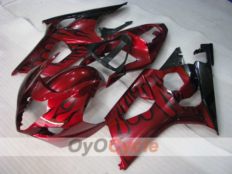 Injection Fairing kit for 03-04 GSX R1000 - Red, Black - Flame #OYO87901836
