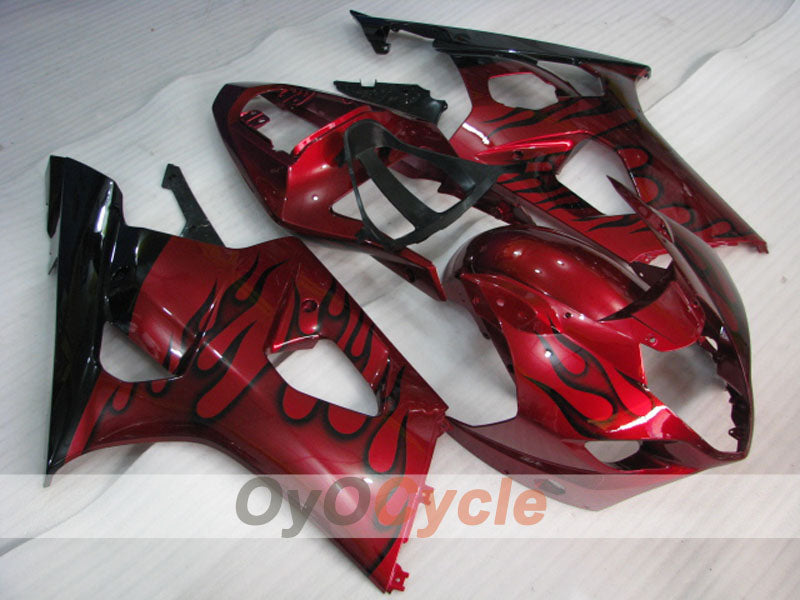Injection Fairing kit for 03-04 GSX R1000 - Red, Black - Flame #OYO87901836