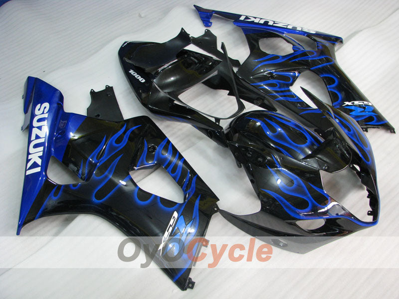 Injection Fairing kit for 03-04 GSX R1000 - Blue, Black - Flame #OYO87901837 Main image