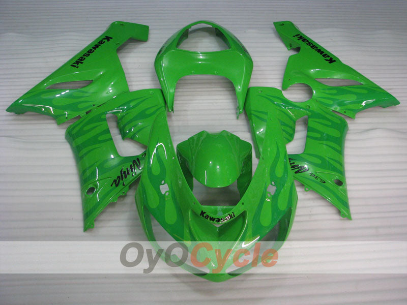 Injection Fairing kit for 05-06 NINJA ZX-6R - Green - Flame #OYO87901869
