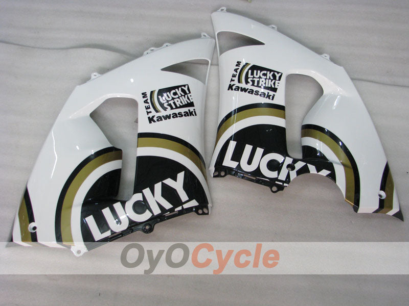 Injection Fairing kit for 05-06 NINJA ZX-6R - White, Black - Lucky Strike #OYO87901871