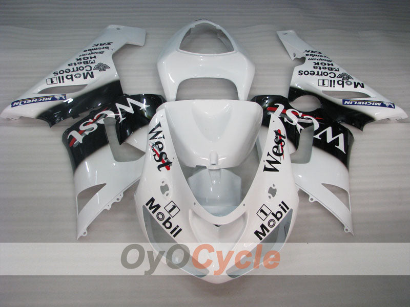 Injection Fairing kit for 05-06 NINJA ZX-6R - White, Black - West #OYO87901897