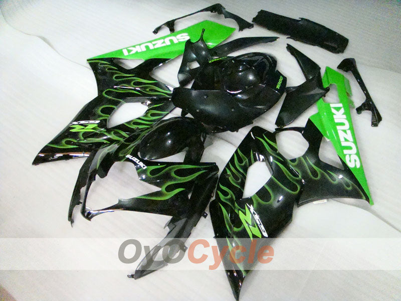 Injection Fairing kit for 05-06 GSX R1000 - Green, Black - Flame #OYO87901960 Main image