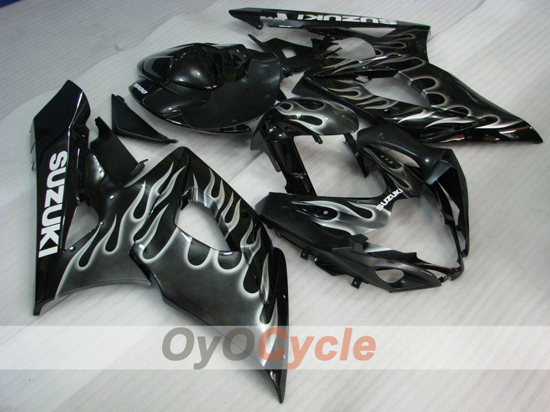 Injection Fairing kit for 05-06 GSX R1000 - White, Black - Flame #OYO87901969 Main image