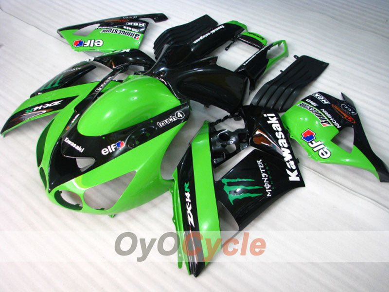 Injection Fairing kit for 06-11 NINJA ZX-14R - Green, Black - Monster #OYO87902020 Main image