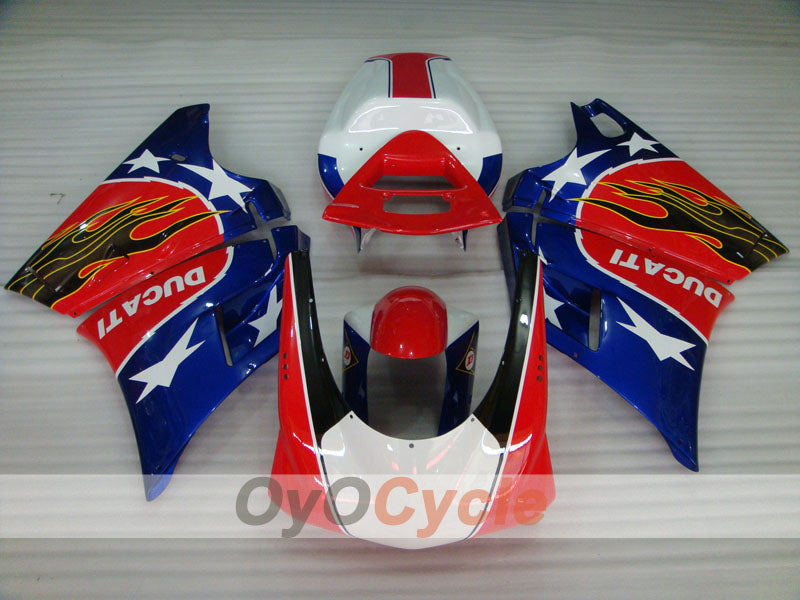 Injection Fairing kit for 94-02 Ducati 748 - Red, Silver - Flame #OYO87902065