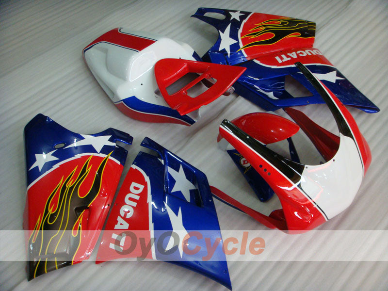 Injection Fairing kit for 94-02 Ducati 748 - Red, Silver - Flame #OYO87902065