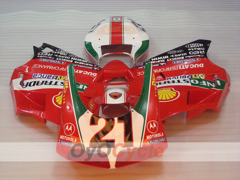 Injection Fairing kit for 94-02 Ducati 748 - Red, White - INFO STRADA #OYO87902070