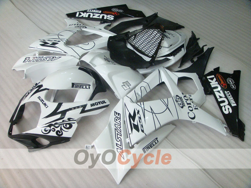 Injection Fairing kit for 07-08 GSX R1000 - White, Black - Corona, MOTUL #OYO87902079