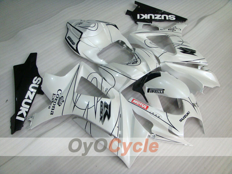 Injection Fairing kit for 07-08 GSX R1000 - White, Black - Corona, MOTUL #OYO87902082