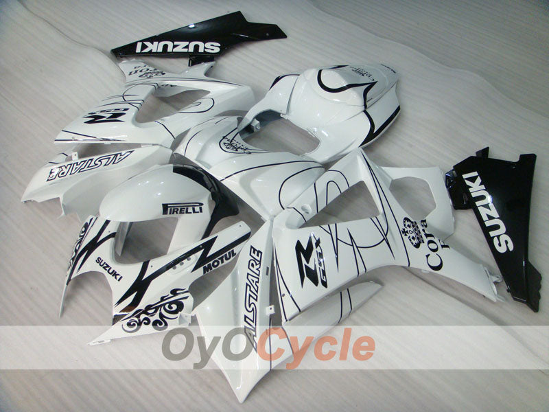Injection Fairing kit for 07-08 GSX R1000 - White, Black - Corona, MOTUL #OYO87902083