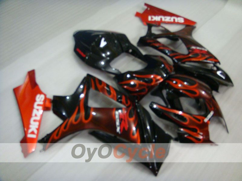 Injection Fairing kit for 07-08 GSX R1000 - Red, Black - Flame #OYO87902094 Main image