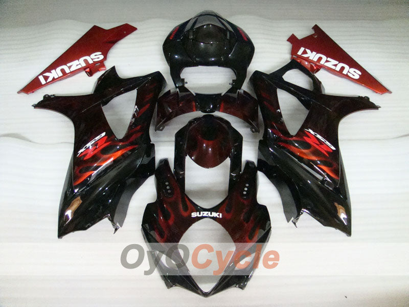 Injection Fairing kit for 07-08 GSX R1000 - Red, Black - Flame #OYO87902098