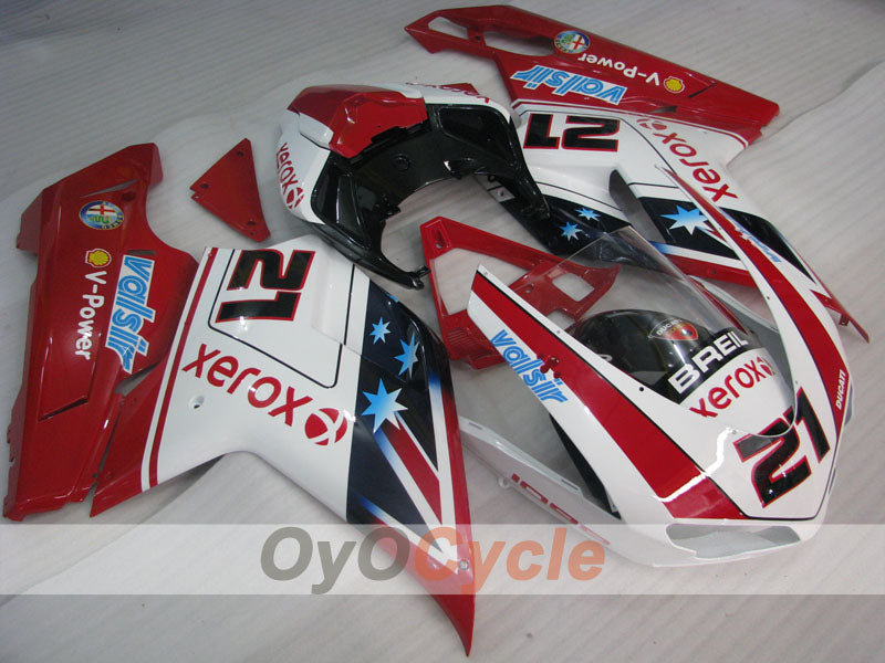 Injection Fairing kit for 07-09 Ducati 1098 - Red, White - Xerox #OYO87902270