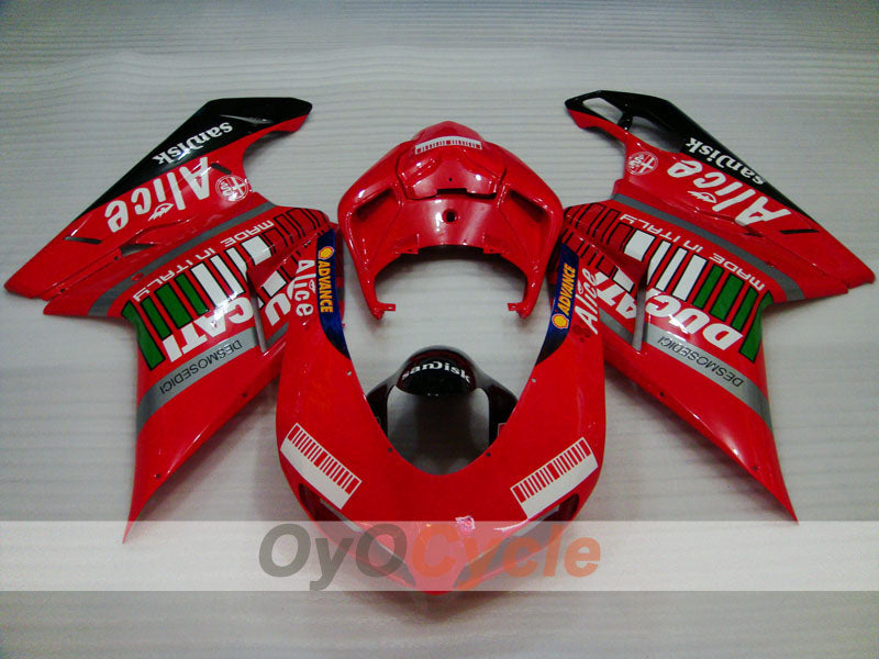Injection Fairing kit for 07-09 Ducati 1098 - Red, Black - Alice #OYO87902285
