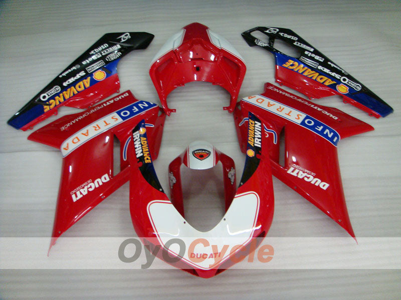 Injection Fairing kit for 07-09 Ducati 1098 - Red, White - INFO STRADA #OYO87902297