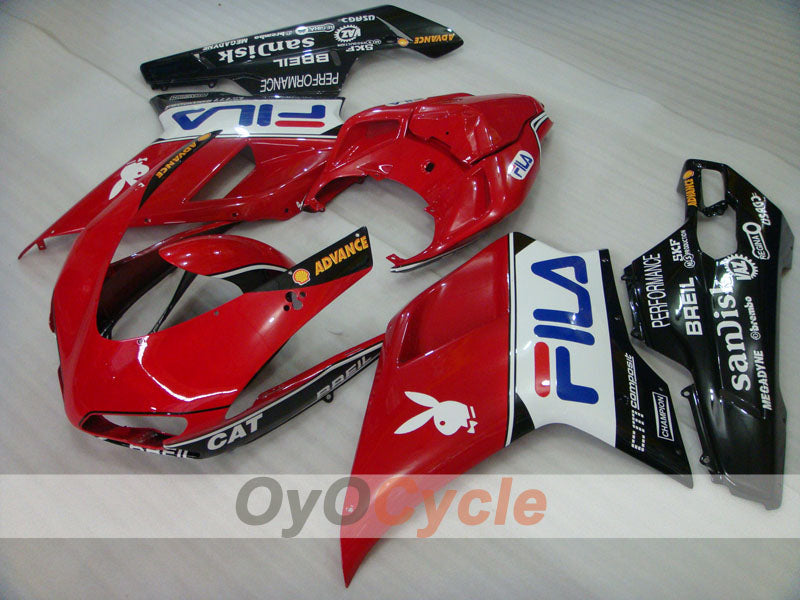 Injection Fairing kit for 09-11 Ducati 1198 - Red, Black - FILA #OYO87902337 Main image