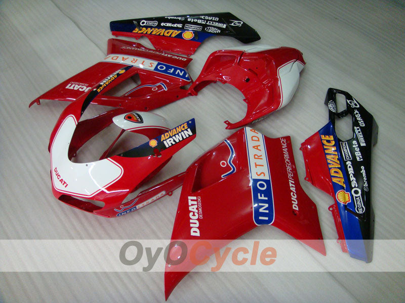 Injection Fairing kit for 09-11 Ducati 1198 - Red, Black - INFO STRADA #OYO87902338