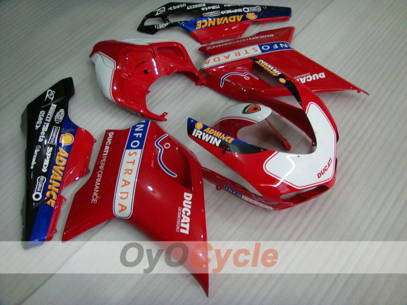 Injection Fairing kit for 09-11 Ducati 1198 - Red, Black - INFO STRADA #OYO87902338