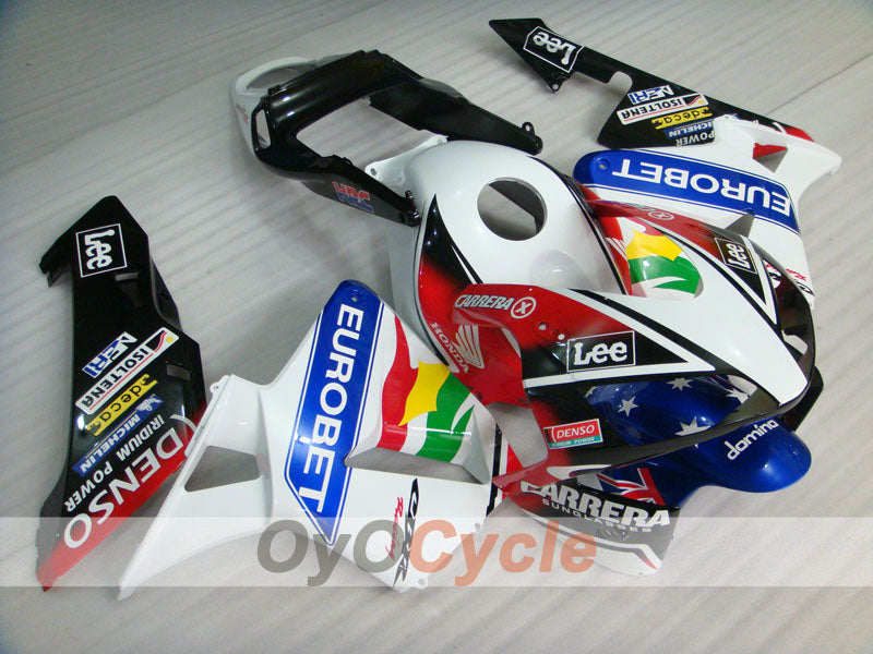 Injection Fairing kit for 03-04 CBR600RR - White, Black - Lee #OYO87902536 Main image