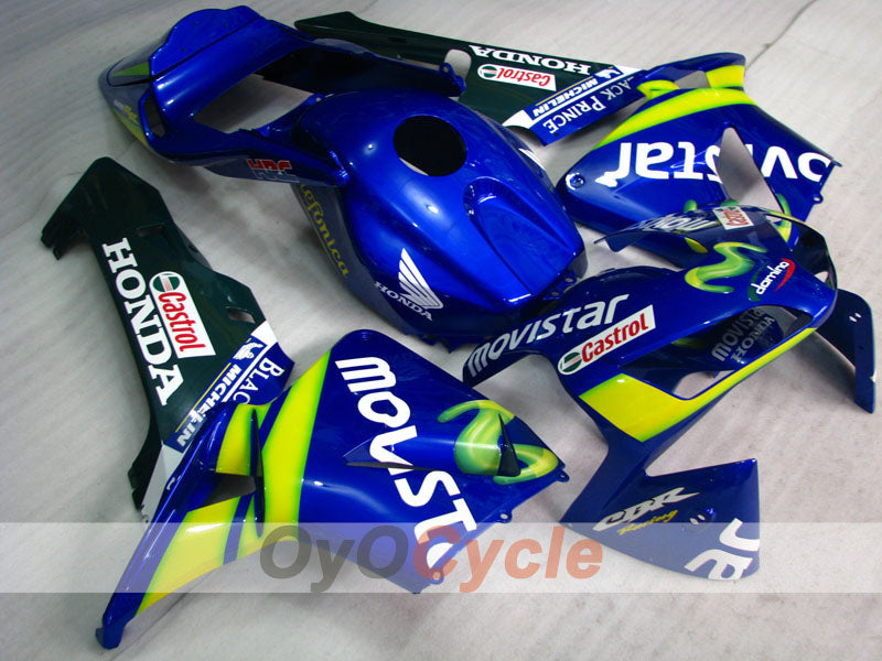 Injection Fairing kit for 03-04 CBR600RR - Yellow, Blue - Movistar #OYO87902537 Main image