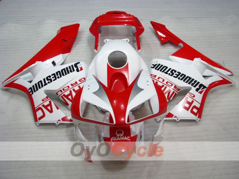 Injection Fairing kit for 03-04 CBR600RR - Red, White - PRAMAC #OYO87902594