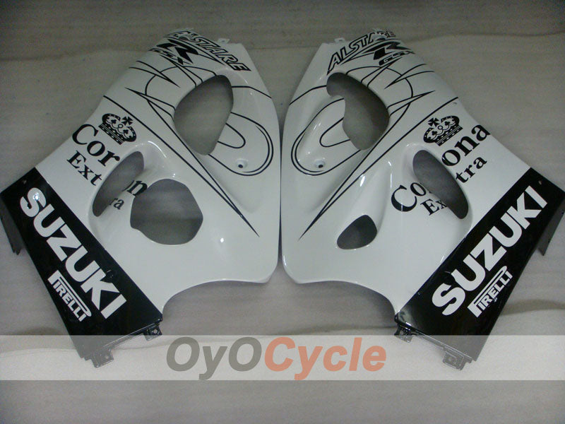 Fairing kit for 96-99 Suzuki GSXR750 - White, Black - Corona, MOTUL #OYO87902989