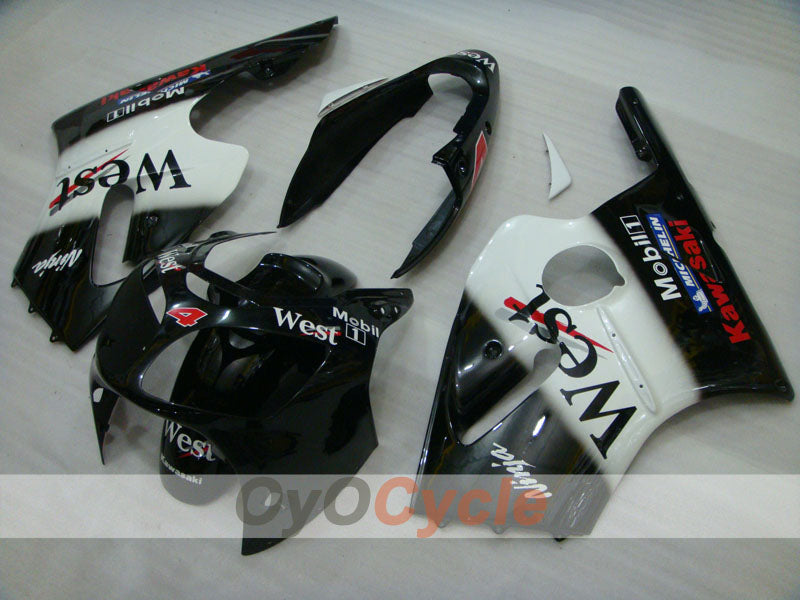 Injection Fairing kit for 00-01 NINJA ZX-12R - White, Black - West #OYO87903081