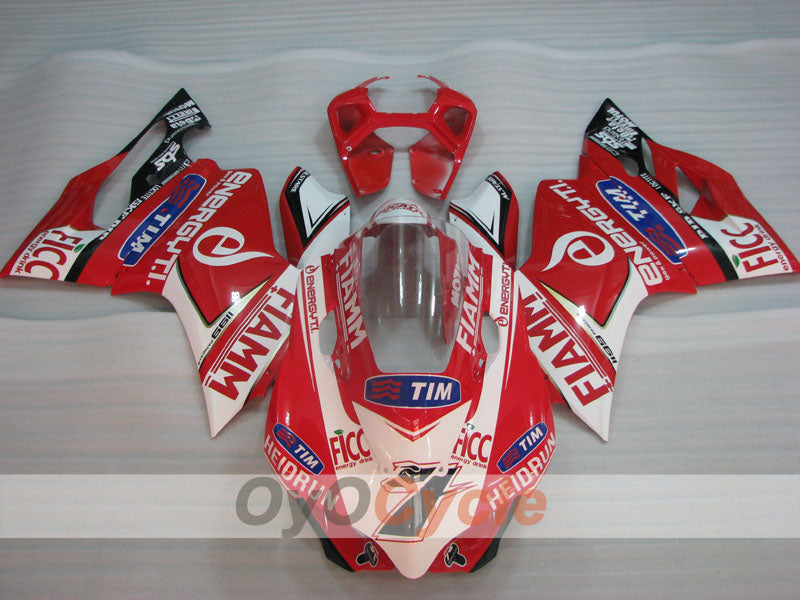 Injection Fairing kit for 11-14 Ducati 1199 - Red, White - FIAMM #OYO87903383