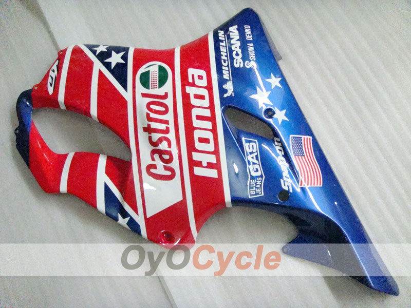 Injection Fairing kit for 99-00 CBR600F4 - Red, Blue - Castrol #OYO87900106