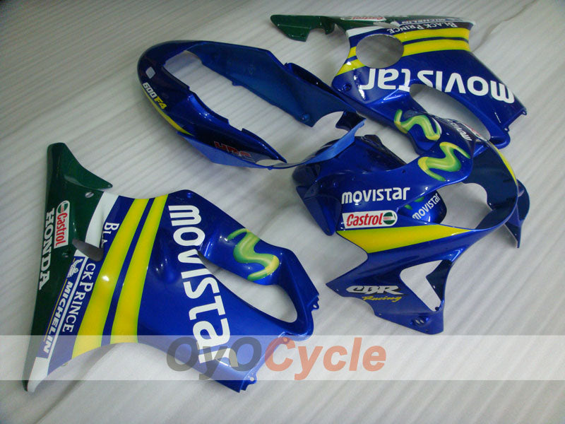 Injection Fairing kit for 99-00 CBR600F4 - Yellow, White - Castrol, Movistar #OYO87900116