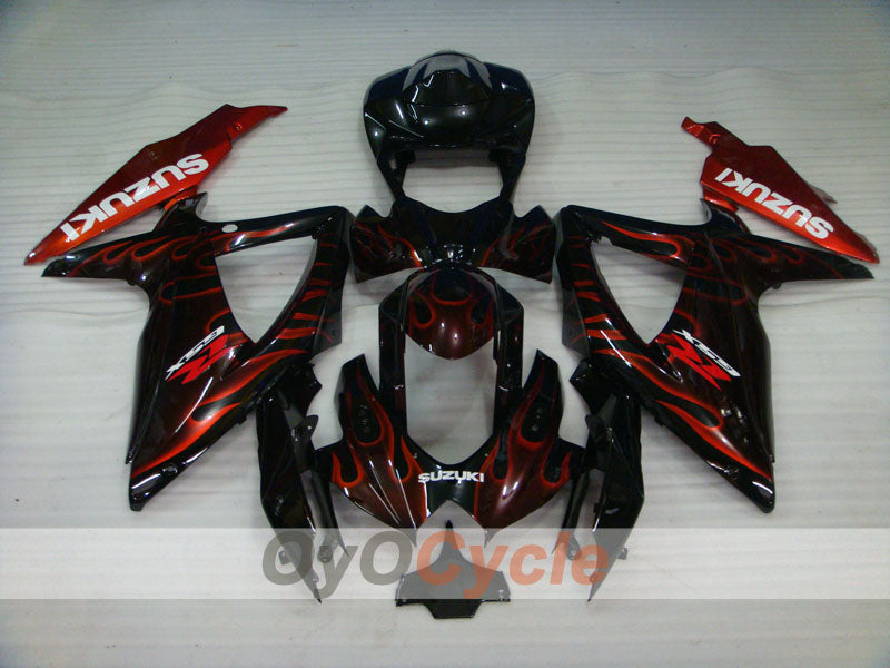 Injection Fairing kit for 08-10 GSX R750 - Red, Black - Flame #OYO87905428