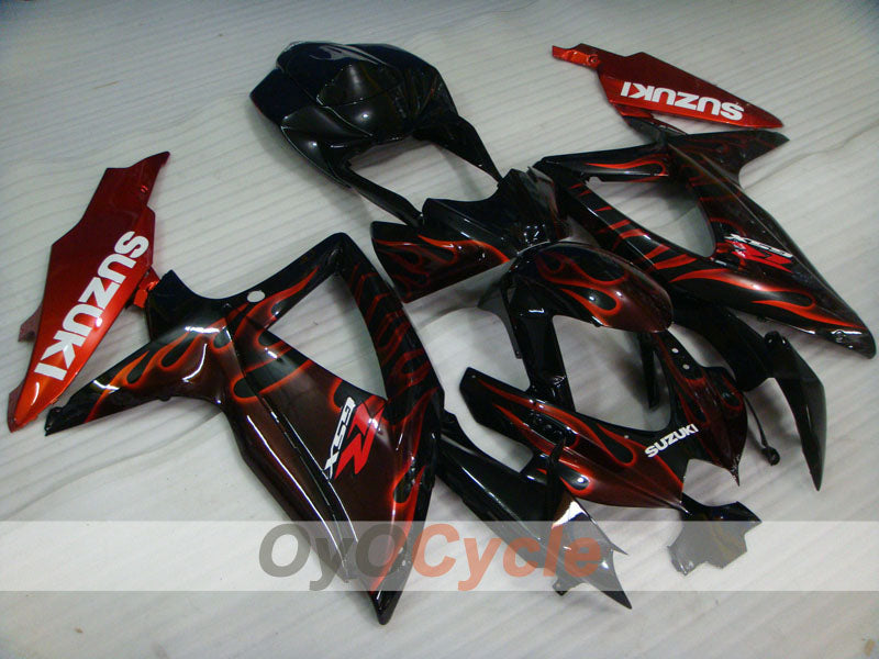 Injection Fairing kit for 08-10 GSX R600 - Black - Flame #OYO87905385 Main image