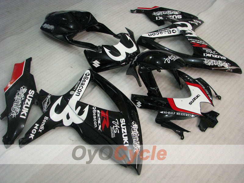 Injection Fairing kit for 08-10 GSX R750 - White, Black - Beacon #OYO87905432