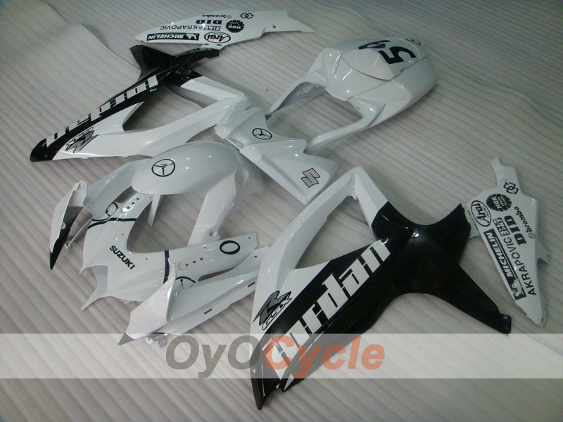 Injection Fairing kit for 08-10 GSX R750 - White, Black - Jordan #OYO87905433